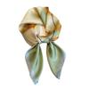 Elegant Ginkgo Leaf Print Silk Square Scarf – Versatile Headscarf for Spring and Summer