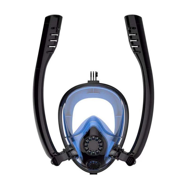 Full Face Snorkeling Mask Double Tube Silicone Full Dry Diving Mask Adult Swimming Mask Diving Goggles