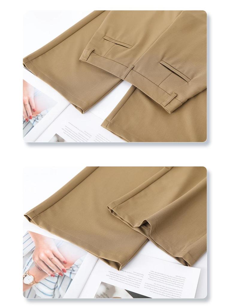 Women's 2025 High-Waist Black Wide-Leg Pants: Elegant, Casual, Straight-Leg Fit for Spring