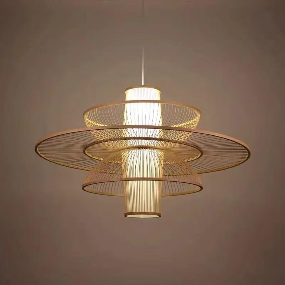 Woven Rattan Pendant Lamp Braided Wicker Chandelier Home Decor Ceiling Light Restaurant