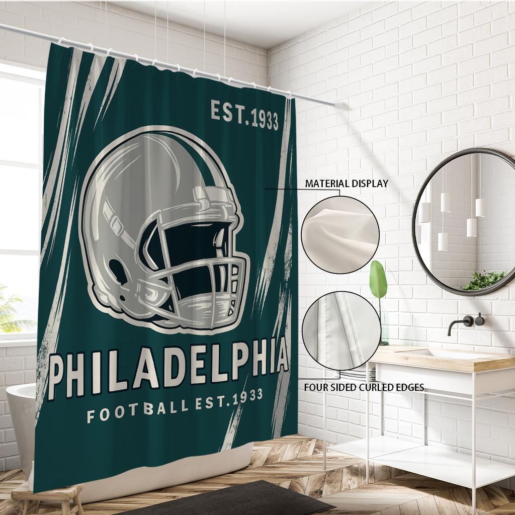 1Pc Baseball Sport Print Waterproof Shower Curtain Shower Partition Privacy Hanging Curtain With 12 Hooks Multiple Sizes