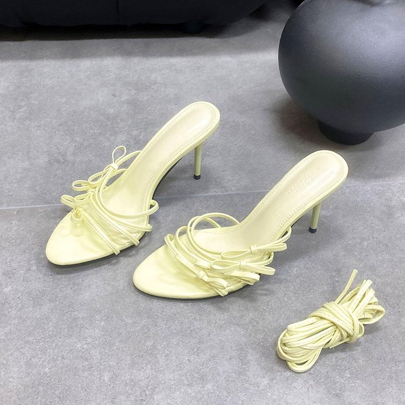 Fashion Fashion Cross-tied Women Thin  Heels Sandals Shoes Female Round Toe Footwear Butterfly-Knot Ladies High Heels Sandals Shoes