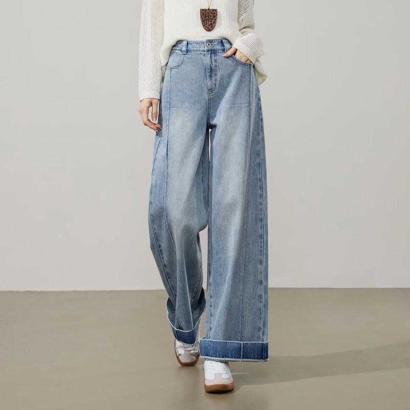 ESE-Y Women s Spring Collection Wide-Leg Denim Trousers 28
