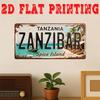 Plochý plechový znak D Flatpc Ostrov Zanzibar Mapa Tanzanie Vintage Arabské písmo Nástěnná dekorace Ostrov koření Retro Dekorace plážového domu