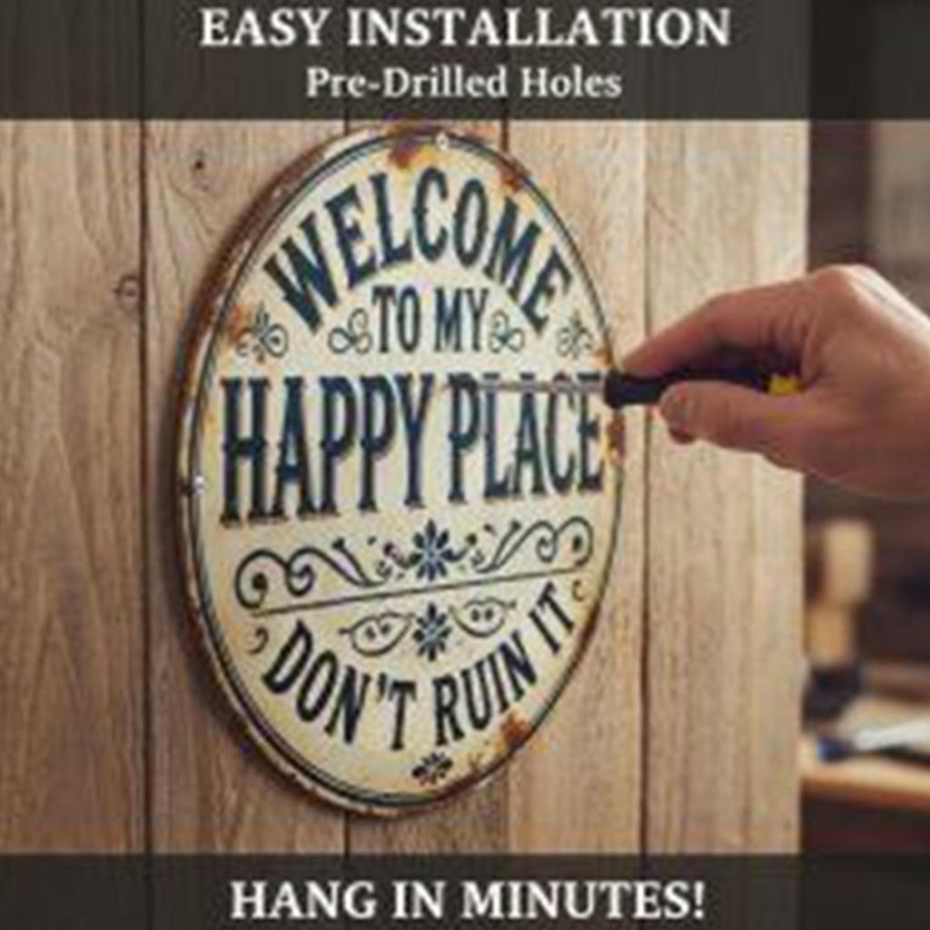 Outdoor Metal Wall Decor Round Welcome Sign Funny Don't Ruin It Quote for Front Door Porch Patio Garden Yard Fence Home Entryway