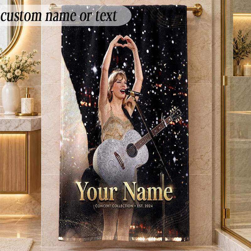 Beach TowelTaylor Swift Custom Name Text Personalized Soft Towel for Beach Pool Indoor Home Decor Gift