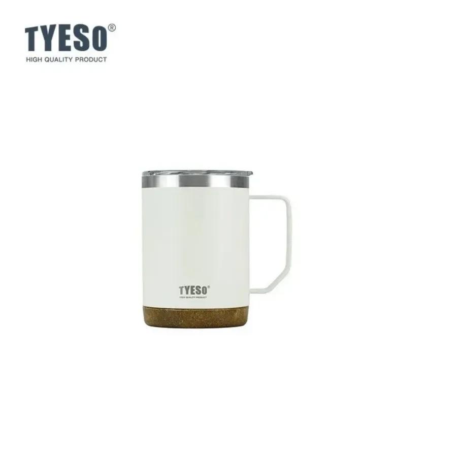 Tyeso 530ml Vacuum Flasks Wood Grain Base Desktop Coffee Cup Mug Office Covered Drinking Stylish Functional for Work Home 530ML белый