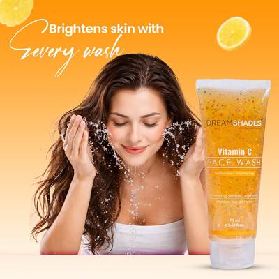 Dream Shades Vitamin C Face Wash, 75 Ml, Cell Repair & Regeneration, Soft & Hydrated Skin, Environmental Damage Protection, Inhibits Melanin Produ