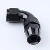 90 Degree Aluminum -8 AN Female To AN8 PTFE Fuel Line Hose Fitting One Piece Full Flow Connector for Teflon Hose, Black
