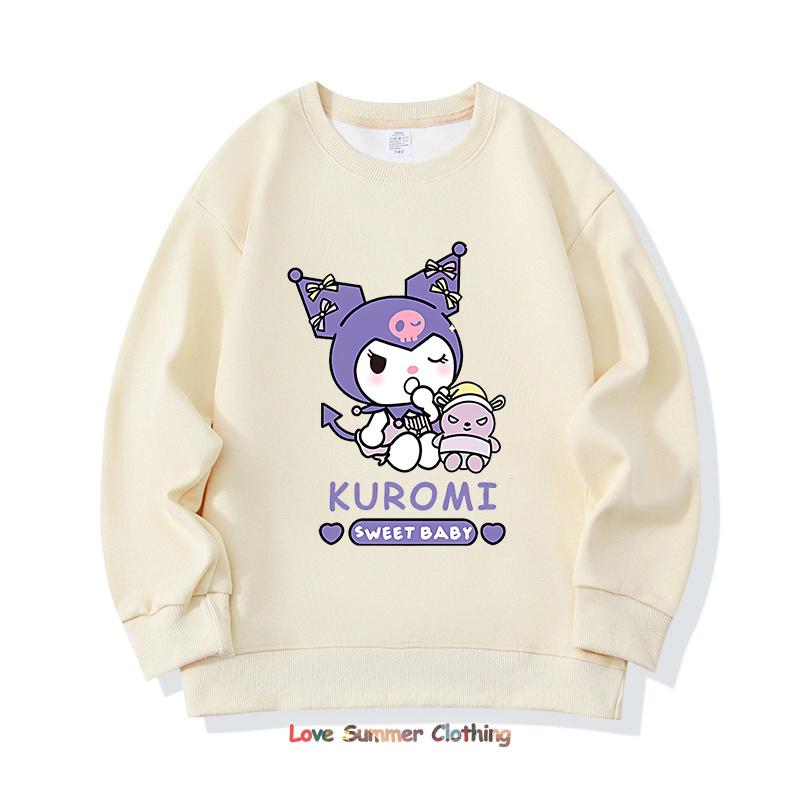 Girls Crewneck Sweatshirt My Melody Sario Cute Hoodie Clothes Kawaii Girls Kuromi Sweatshirt Spring Autumn Sweatshirt Child Tops