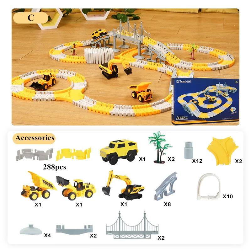 DIY Rail Track Sets Car Race Magic Brain Game Flexible Curved Creates Vehicles Toys Play Game Train Railroad for Child's Gifts