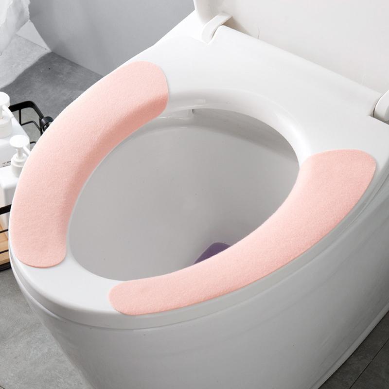 2Pc/Set Universal Toilet Seat Cover Soft Wc Paste Toilet Sticky Seat Pad Washable Bathroom Seat Lid Cover Pad Cushion