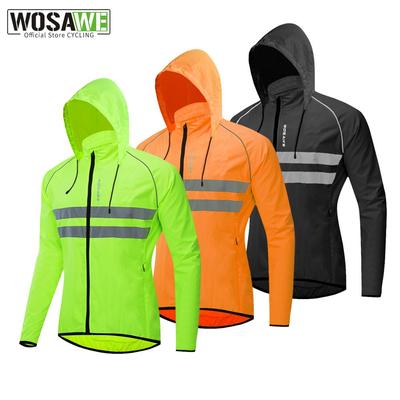 Wosawe Cycling Jacket Hooded Hi Vis Waterproof Windproof Bike Jersey Bicycle Wind Coat Mens