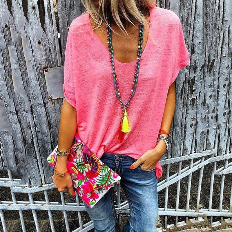 Travel New Women'S Retro Printed Shirt Casual Spring And Summer Breathable Cool Sexy Daily Date Short Sleeved T-Shirt Top