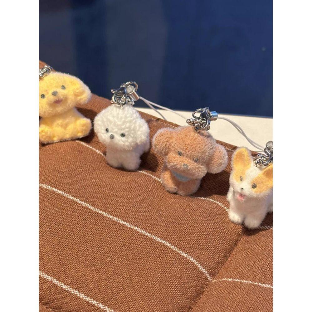 Bookaz [bookaz] Fluffy Puppy Flocking Keychain
