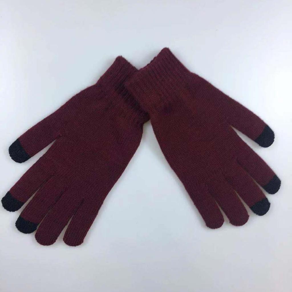 Adult Imitation Cashmere Monochrome Thermal Touch Screen Knitted Gloves Men's Thickened Outdoor Riding Winter Models