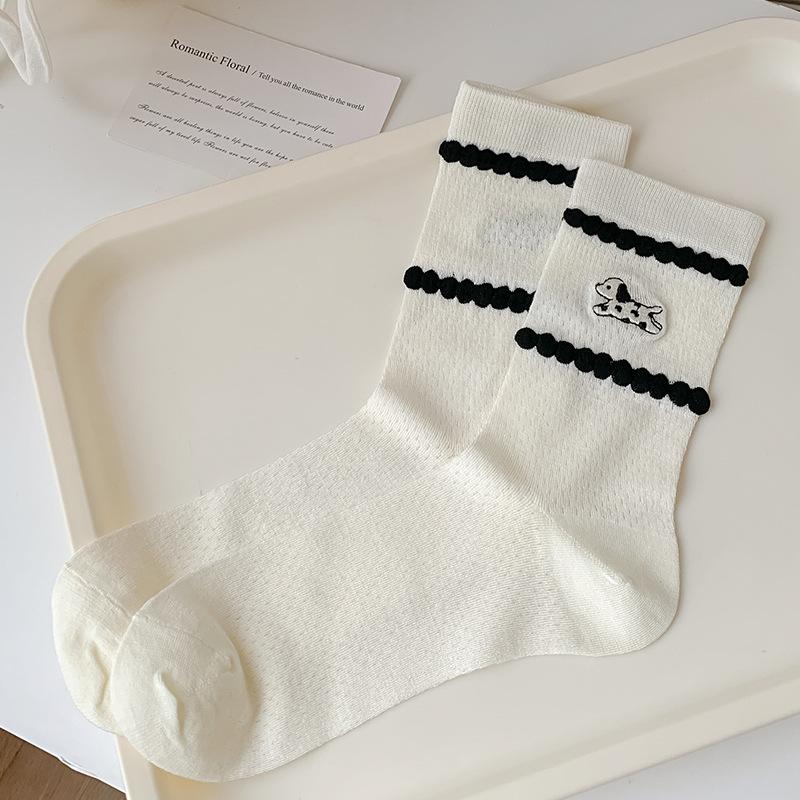 

Женские гольфы до середины икры для весны и лета, тонкие короткие носки, влагоотводящие, дышащие, бесшовные, милые и модные мультяшные махровые носки 1 pair белый