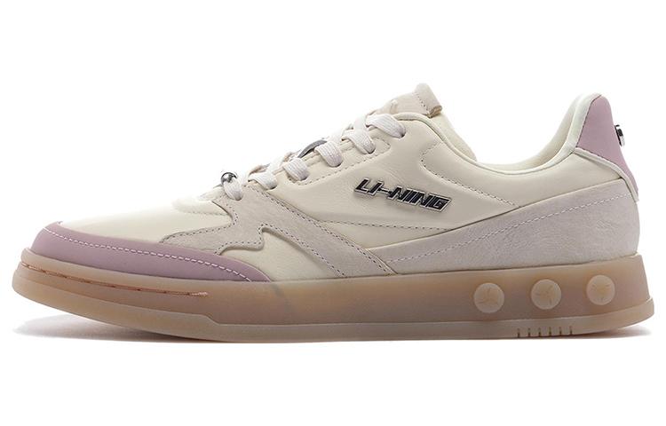LI NING 1990 Классическая Коллекция Кеды для Скейтборда Женские Низкие Светло-Античный Желтый/Светло-Сиреневый Фиолетовый ALHS008-2 36