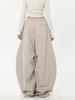 Unisex Retro Pleated Parachute Cargo Pants with Velvet Wide Legs