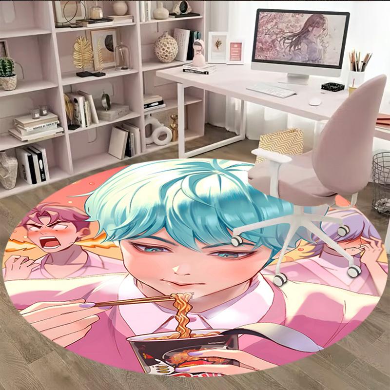 1pc KPop Demon Hunters SAJA BOYS2 Print Round Carpet Chair Round Carpet Suitable for Bedroom Living Room Home Decorative Carpet