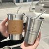New  Stainless Steel Coffee Mug with Straw Lid Portable Coffee Cup Drinking Beer Milk Water Cup Restaurant Bar Party 500ml