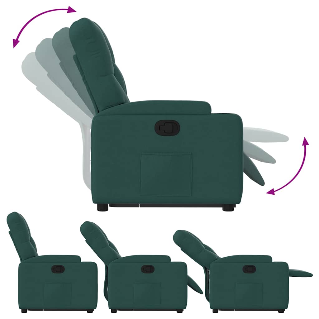 Recliner Chair with Rising Function Dark Green Fabric