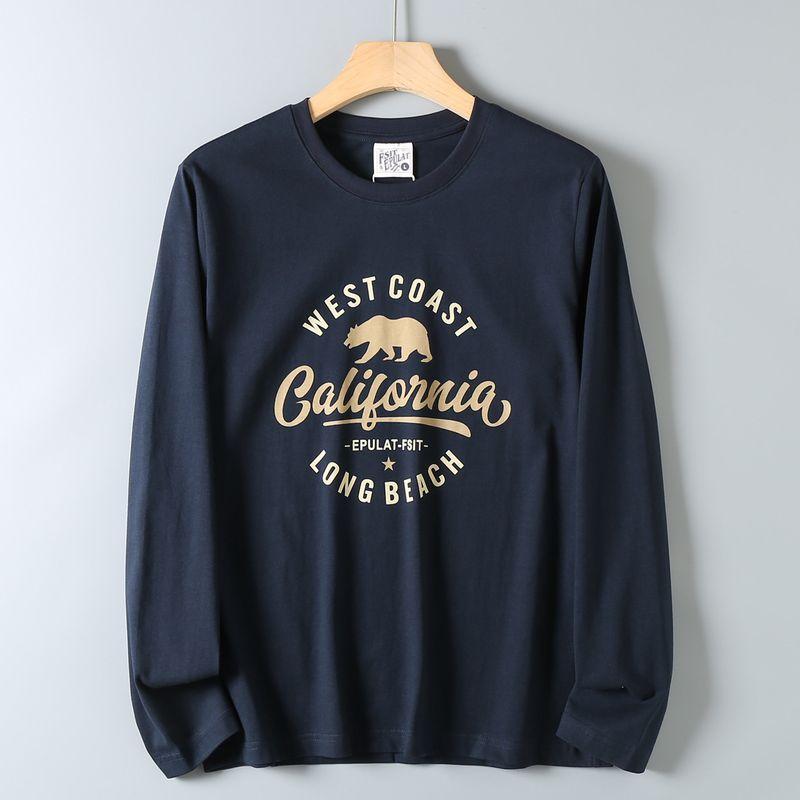 Export Genuine American-Style All-Cotton Skin-Friendly Breathable Casual Base Shirt for Men, Loose Fit Versatile Round Neck Long-Sleeve T-Shirt