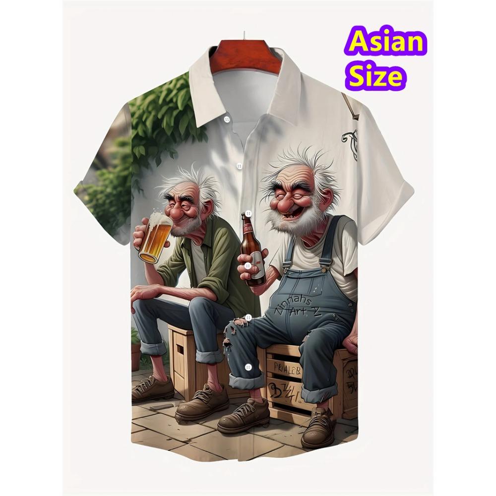 Hawaiian Shirt Man Streetwear Car Beer 3d Print Graphic Street Beach Men's Shirt Casual Short Sleeves Button-down Shirt Man Top