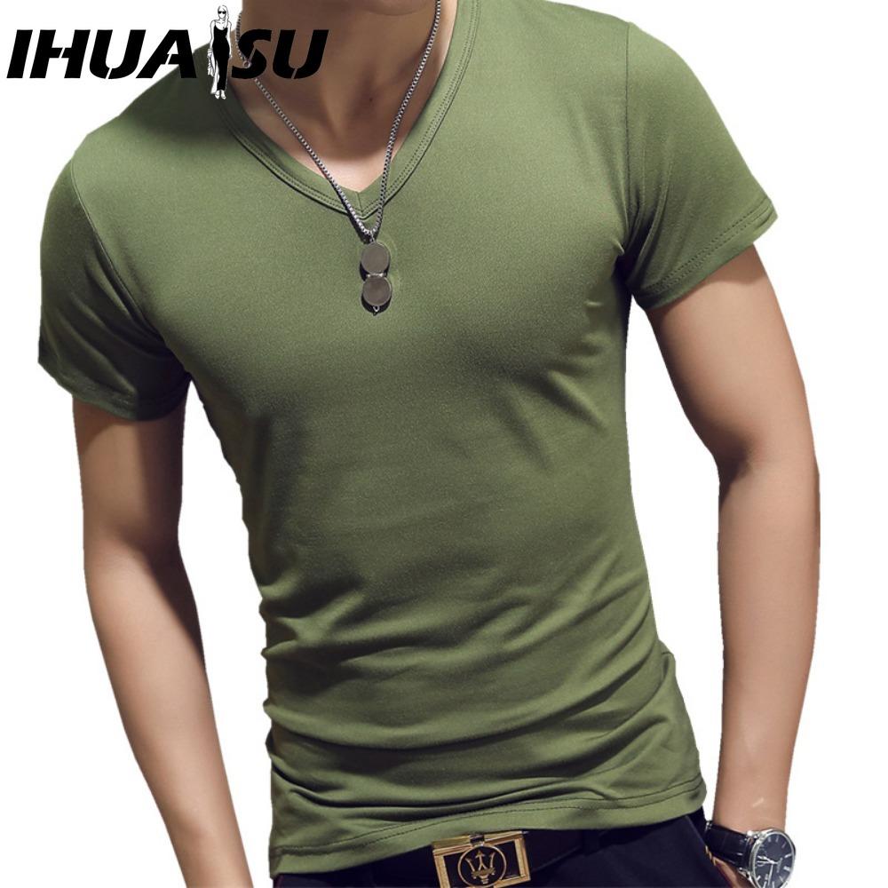 IHUASU Herrenmode lässig einfarbig bedruckt Tops & T-Shirts