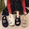 Wear Versatile Warm Winter Slippers Women Outer Velvet Cotton Winter Slippers Thick Bottom Word with Velvet Slippers Women