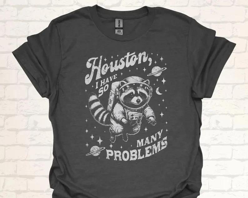 Space Raccoon  Shirt Funny Astronaut Trash Panda Tee Gift L
