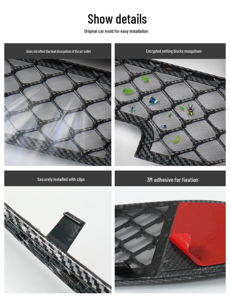 Mercedes C-Class Insect-Resistant Mesh Grille Cover - Aluminum Trim