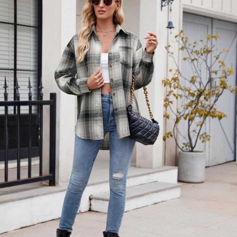 Fashion Trendy Autumn And Winter Beauty Clothing New Casual Fashion Street Loose Plaid Shirt For Women