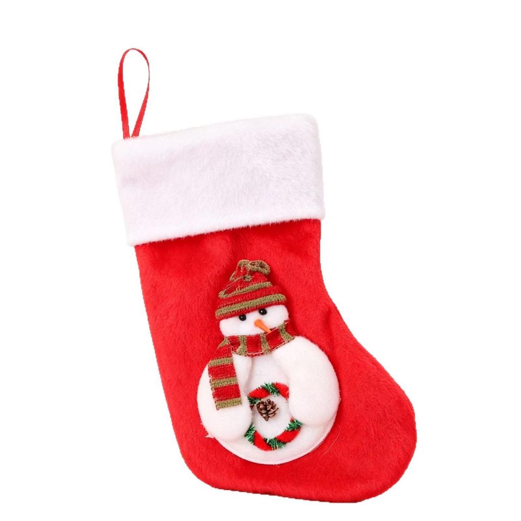 Christmas Stockings with Santa Claus and Snowman Design - Holiday Decorations for Home and Windows
