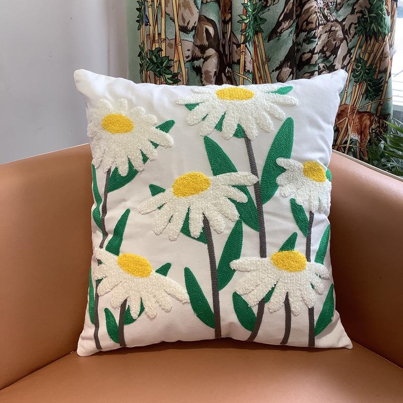 Kissenbezug mit Chenille-Stickerei: Sofa im pastoralen Heimstil, Dekokissen und Lendenstütze