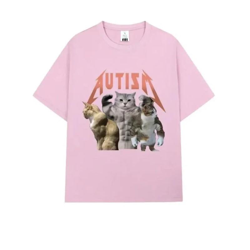 Buff Cats Autisme Memory T-Shirt Fitness Gym Fashion Hip Hop Korte Mouw T-Shirt Comfortabel T-Shirt Casual Men Summer T Shirt