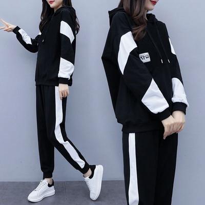 Costum sport largi de primăvară și toamnă pentru femei, hanorac cu glugă cu mâneci lungi + pantaloni de trening Set din două piese