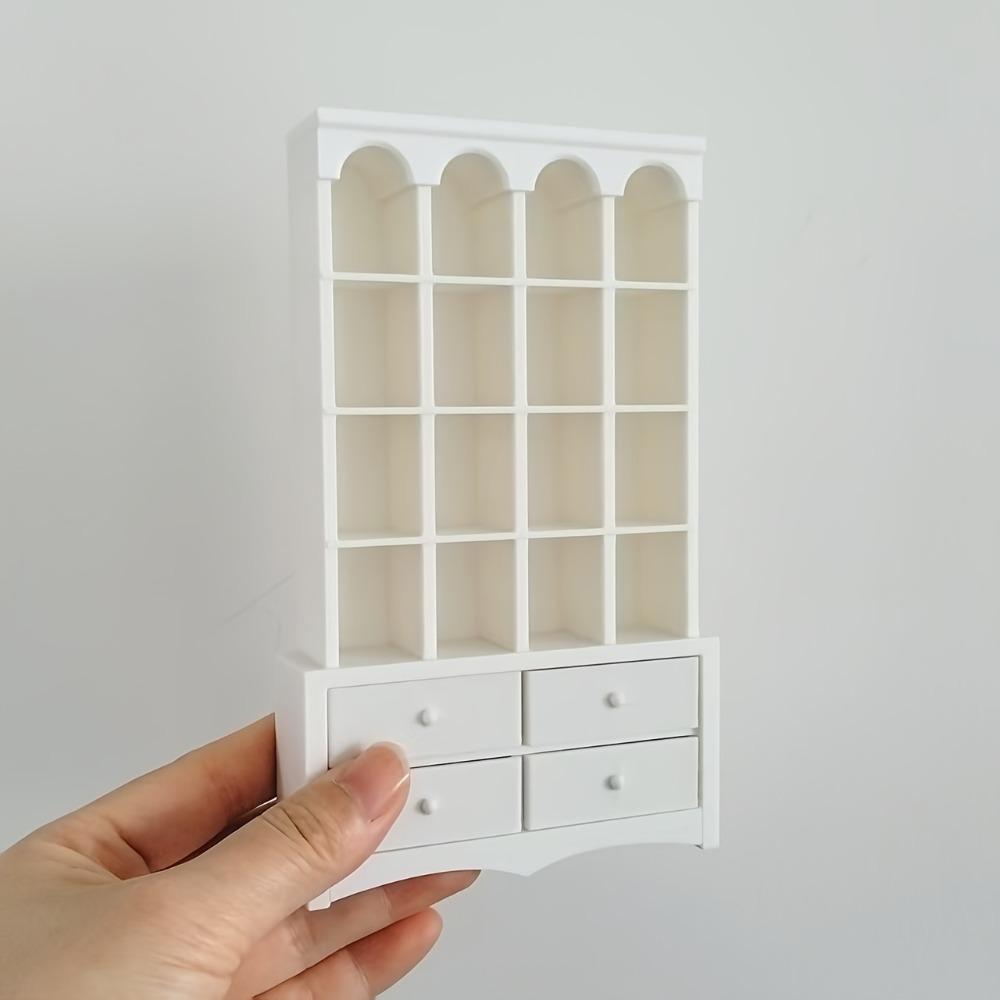 

Vintage Miniature Bookcase Mini Bookshelf for Anxiety Relief 1:12 with Drawers Dollhouse Furniture Accessories Desktop Decor білий