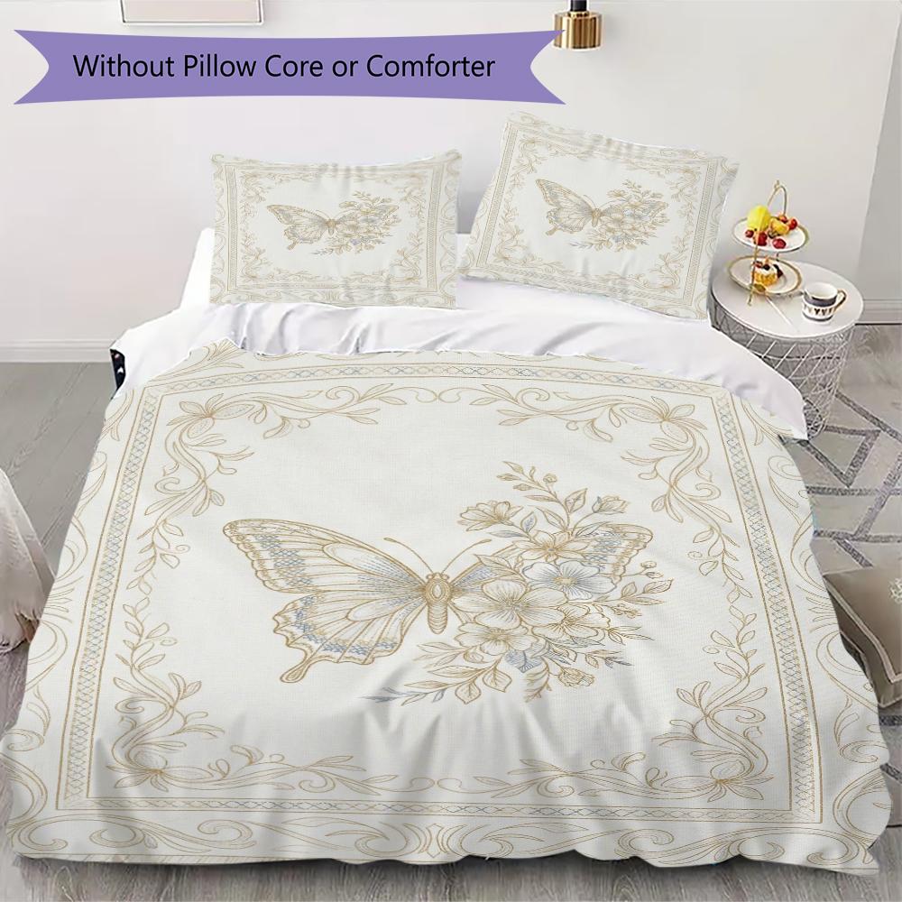 Butterfly Decoration Pattern Bedding Uilt Set Uilt Cover Pillowcase Home Decoration Birthday Gift (1 * Duvet Cover + 2 * Pillowcase Without Core)37