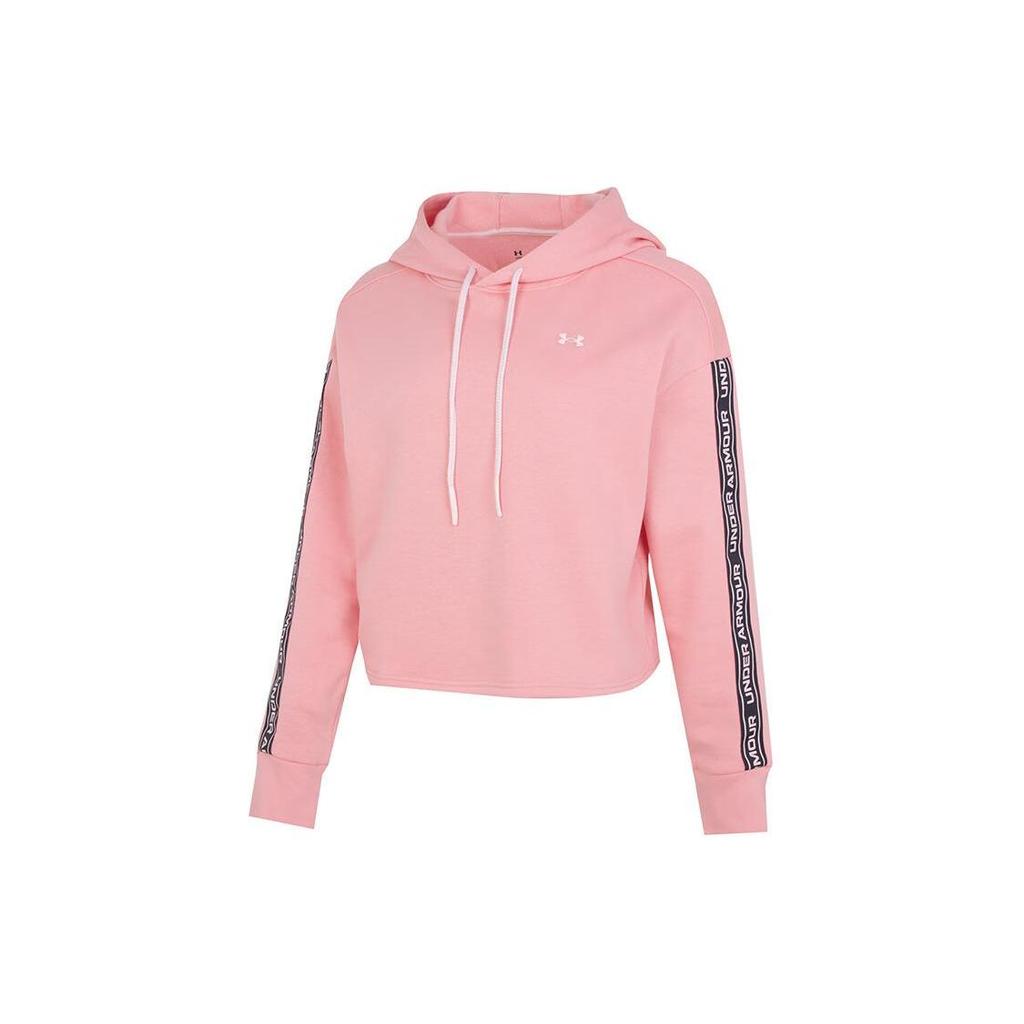 Under Armour Side Logo Woven Training Hoodie Women Hoodies Pink 1366953-655