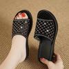 Mom slippers women summer wear fashionable elderly cool slippers women thick bottom soft bottom non-slip middle-aged middle-heeled rhinestone pre