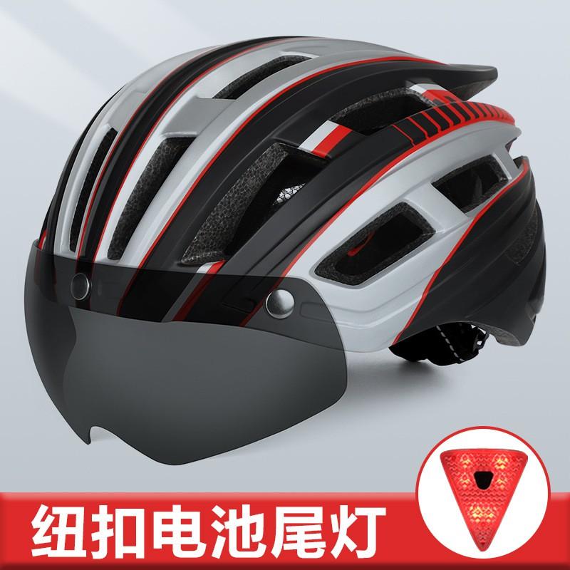 Magnetic Goggle-Compatible Cycling Helmet With Rear LED Light Road Bike Riding Adults Unisex