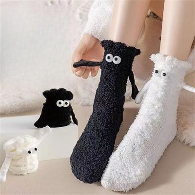 Hand in Hand Socken Damen Herbst Winter Korallenfleece Mittelhohe Socken Niedlich Atmungsaktiv Dick Warm Haussocken