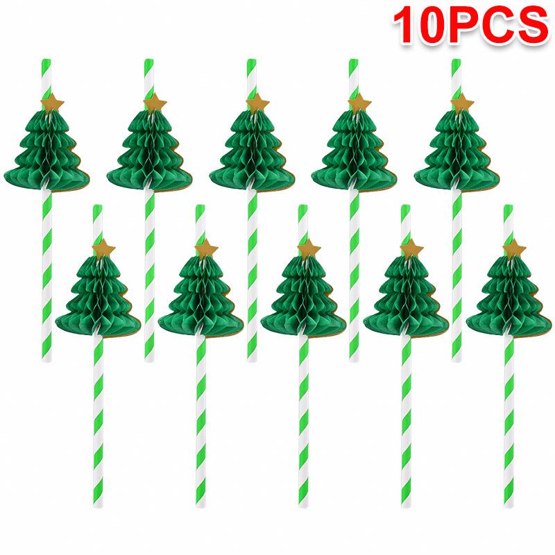 

Одноразовые соломенные полоски с изысканными узорами для украшения рождественских елок, создающие праздничную атмосферу зелёный