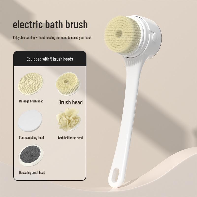 Digital Display Electric Bath Brush with Long Handle for Massage and Scrubbing