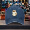 Cartoon Shiba Inu Baseball Cap Distressed Washed Cotton Casual Adjustable Cap for Unisex Travel