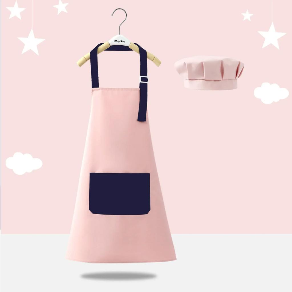2PCS/3pcs Children's Waterproof Apron, Kindergarten Studio Chef's Clothing Baking Experience Clothes, Reverse Cover Chef's Hat
