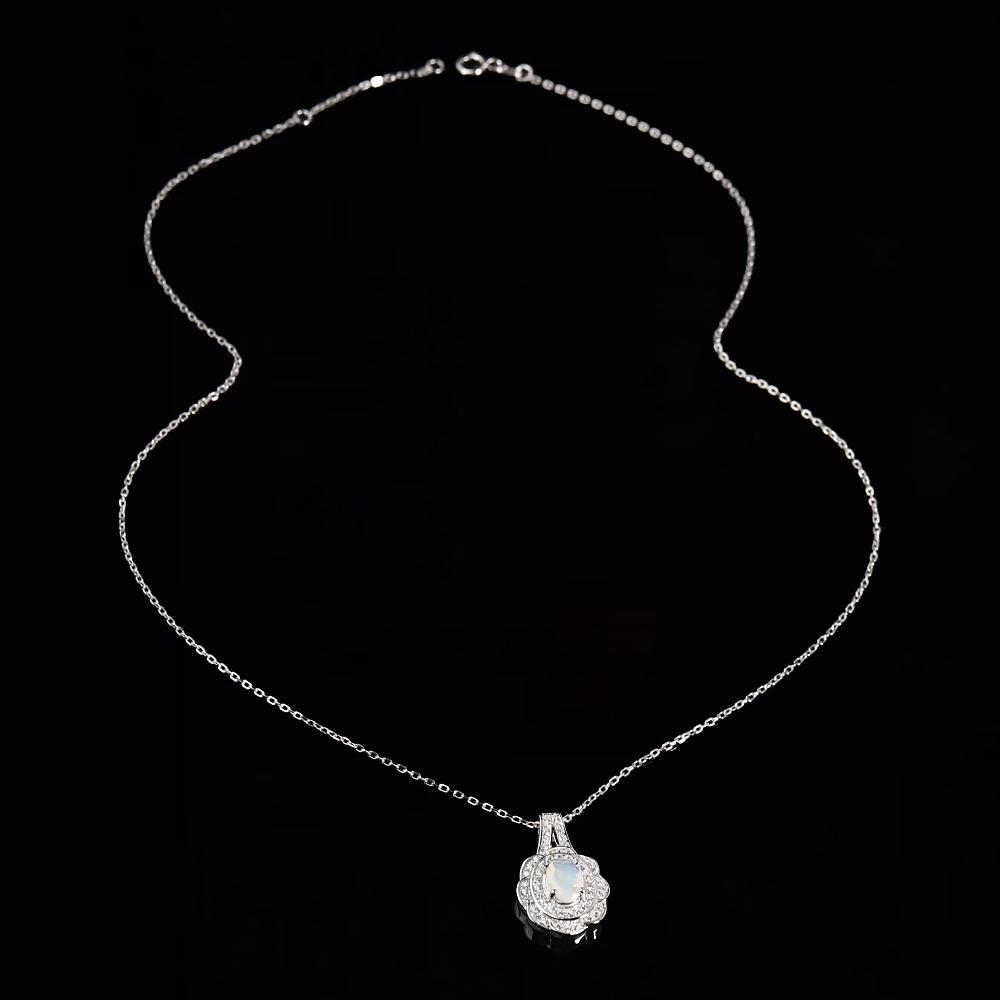Precious Light luxury gemstone Natural opal October Birthstone Ring Earrings Necklace Set 925 silver fine jewelry gift for women