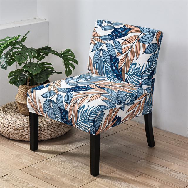 Accent Armless Chair Cover Plants Leaves Single Sofa Stool Slipcover Nordic Stretch Chair Covers Elastic Couch Protector Cover