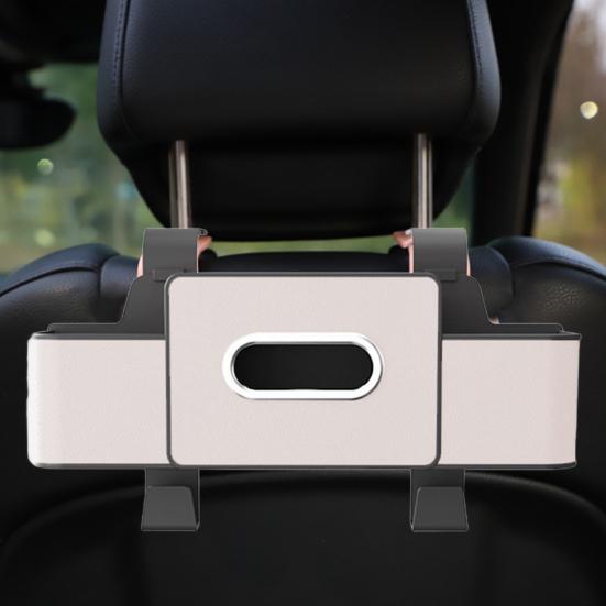Car Storage Box Organizer with Tissue Dispenser Dual Cup Holders Phone Pocket Water-resistant Back Seat Storage Box for SUV Sedan Travel Daily Use